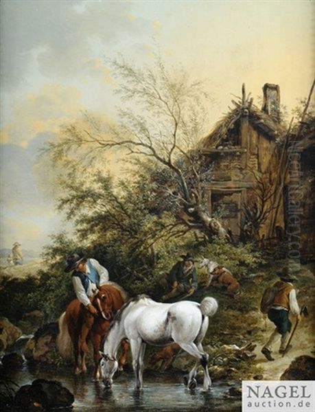 An Der Tranke Oil Painting by Ferdinand Kobell