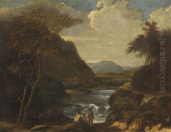 Berglandschaft Mit Wasserfall Oil Painting by Ferdinand Kobell