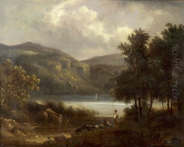 Zwei Fischer Am See by Ferdinand Kobell