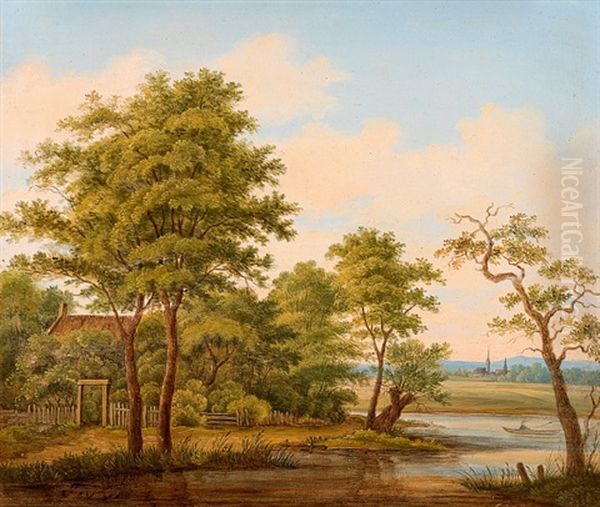 Am Fluss Oil Painting by Ferdinand Kobell