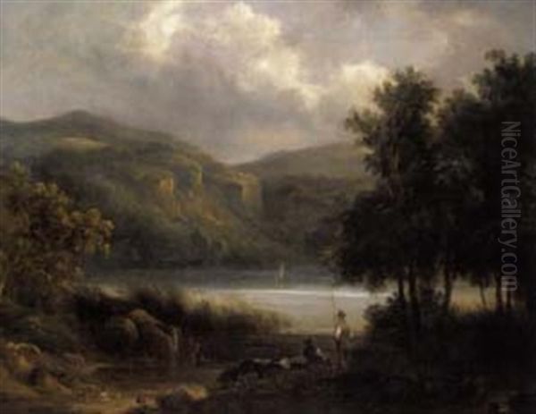 Fischer Am See Oil Painting by Ferdinand Kobell