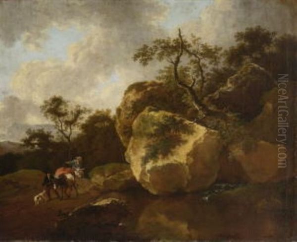 Felslandschaft Mit Ziehenden Bauern Oil Painting by Ferdinand Kobell