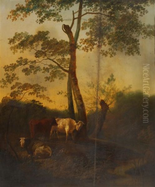 Vaches Au Paturage Oil Painting by Jan Kobell