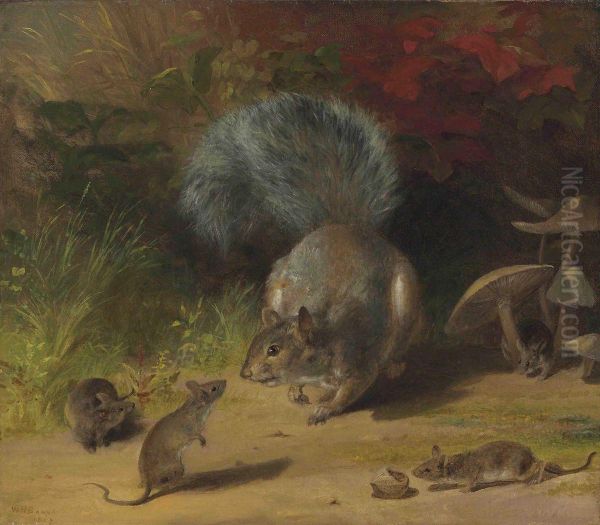 Squirrel And Mice Oil Painting by William Holbrook Beard