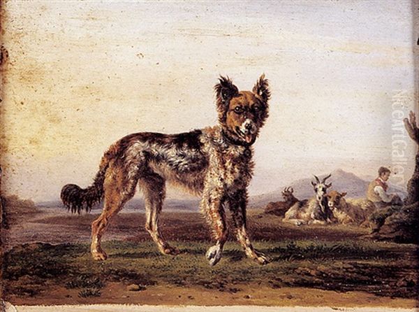 Chien De Berger Pres D'un Troupeau Oil Painting by Wilhelm Alexander Wolfgang von Kobell