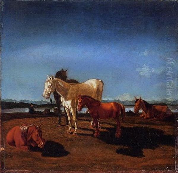 Pferde Auf Der Weide Oil Painting by Wilhelm Alexander Wolfgang von Kobell