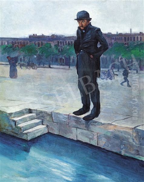 Paris (by The Seine) Oil Painting by Leo Kober