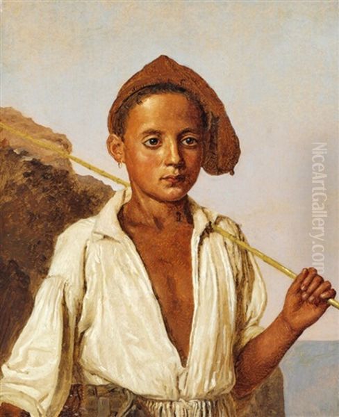 A Little Boy From Capri Oil Painting by Christen Kobke