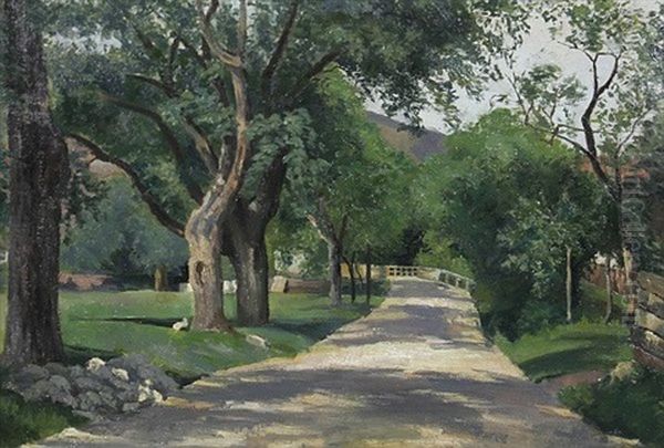 Geschwungener Weg In Einem Park Oil Painting by Friedrich Ferdinand Koch