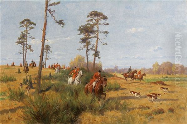 The Hunt Oil Painting by Georg Karl Koch