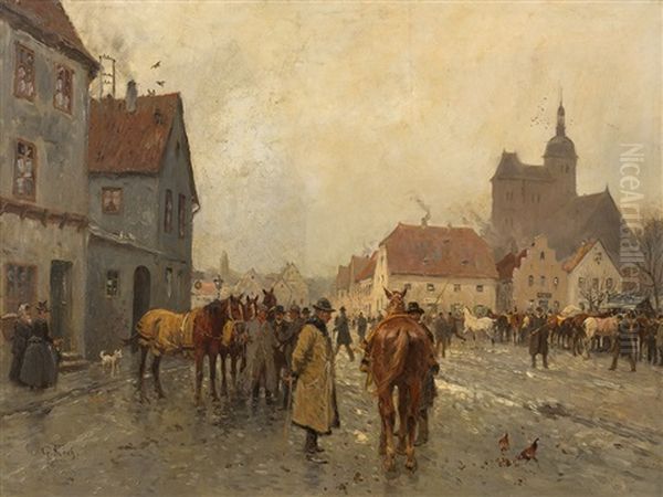 Street Scene Oil Painting by Georg Karl Koch