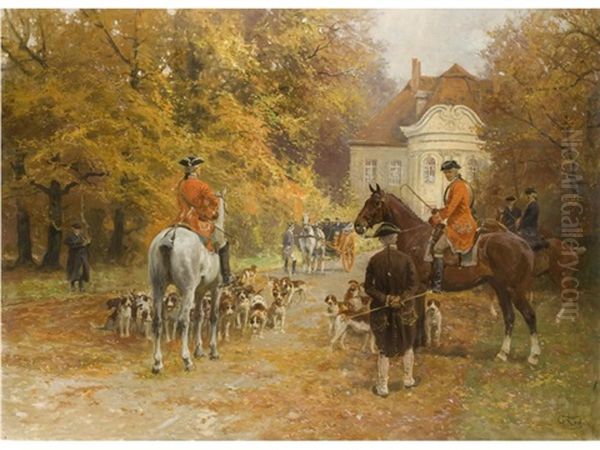 Ausritt Zur Parforce-jagd Oil Painting by Georg Karl Koch