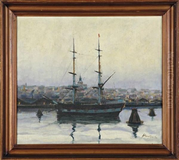 Voilier Au Crepuscule Oil Painting by Johan Koch