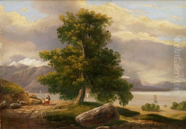 Seelandschaft Mit Figurenstaffage Oil Painting by Joseph Anton Koch