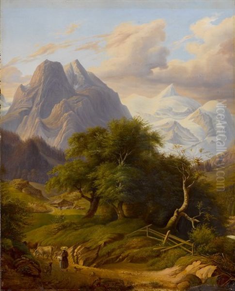 Ansicht Des Well- Und Wetterhorns Oil Painting by Joseph Anton Koch