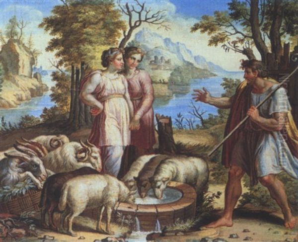 Jacob Und Rahel Am Brunnen Oil Painting by Joseph Anton Koch