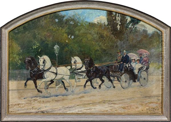 A Carriage Ride Oil Painting by Ludwig Koch