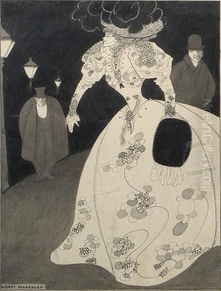 A Woman In White Oil Painting by Aubrey Vincent Beardsley