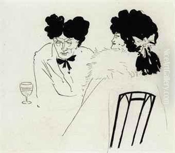 An Illustration For Charles Lamb's And Douglas Jerrold's Bon Mots Oil Painting by Aubrey Vincent Beardsley