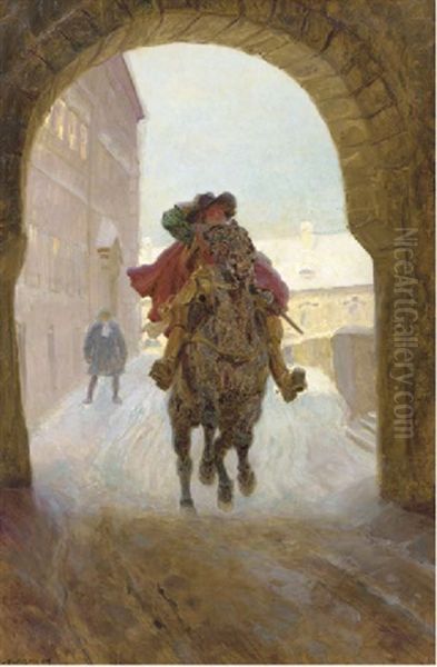 In Full Gallop Oil Painting by Ludwig Koch