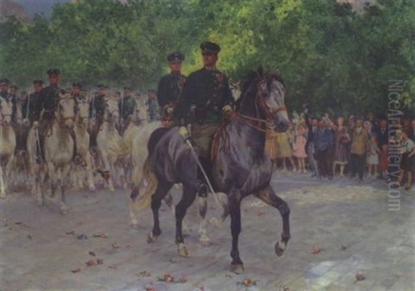 Parade Der Wiener Berittenen Sicherheitswache (kommandant Skubl) Oil Painting by Ludwig Koch