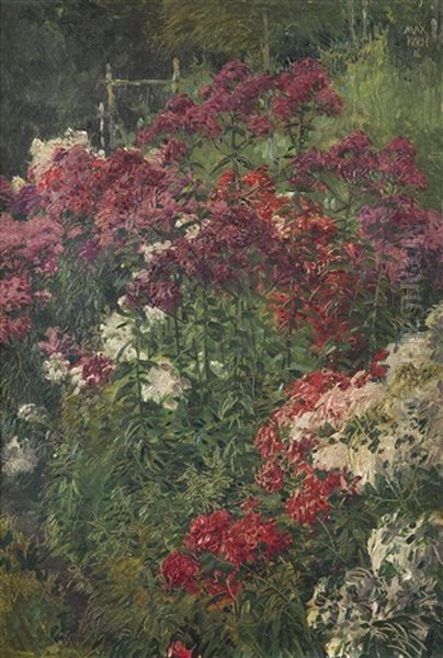 A Flowerbed Oil Painting by Max Koch