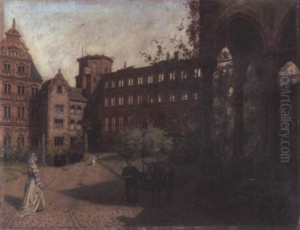 Innenhof Des Heidelberger Schlosses Oil Painting by Michael Koch