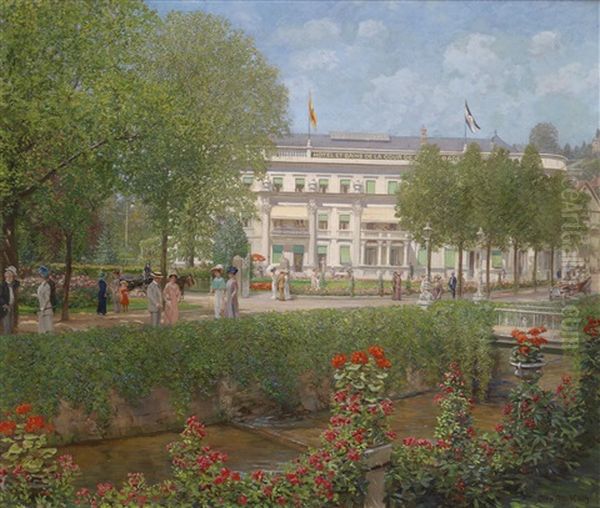 Blick Auf Das Kurhotel In Baden-baden Oil Painting by Otto Albert Koch