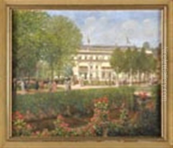 Flaneure Im Park Des Hotels Badischer Hof In Baden-baden Oil Painting by Otto Albert Koch