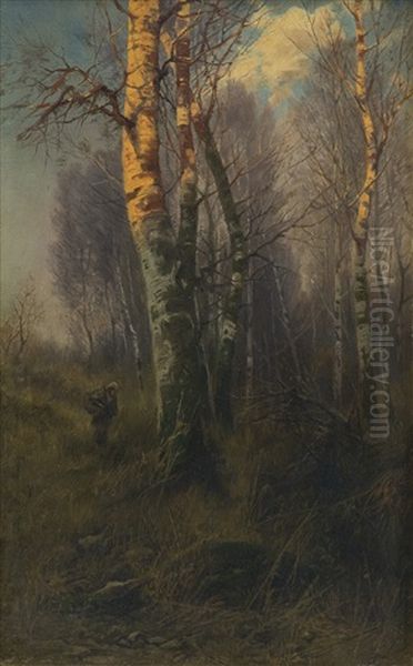 Wood Picking At Sunset Oil Painting by Roman Kochanowski