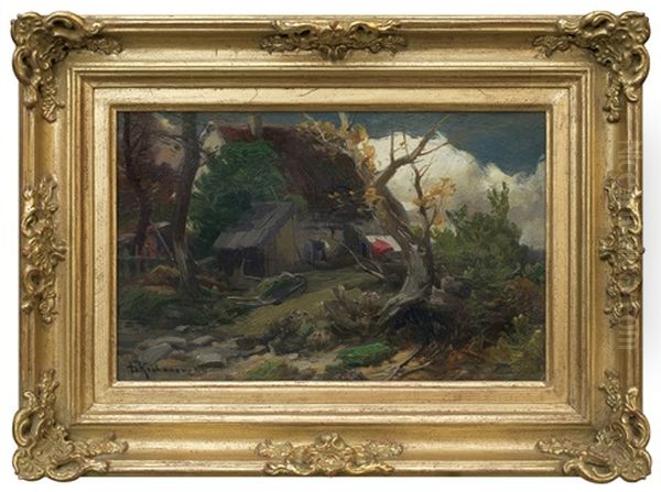 Landscape With Cottage Oil Painting by Roman Kochanowski