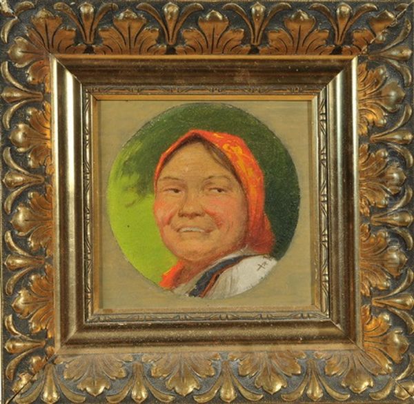 Portrait Einer Lachenden Bauerin Oil Painting by Roman Kochanowski