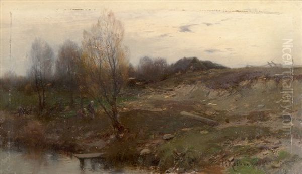 Landschaft Mit Einem Weiher Oil Painting by Roman Kochanowski