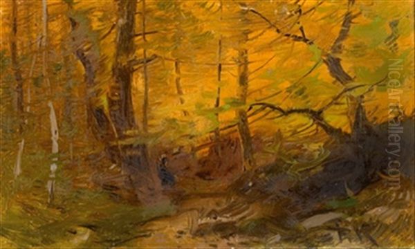 Herbstwald Oil Painting by Roman Kochanowski