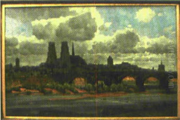 Panorama Von Paris Oil Painting by Reinhold Koch-Leuthen