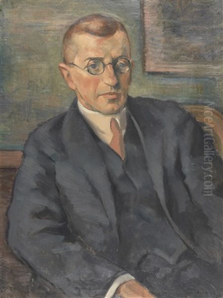 Portrat Eines Jungeren Mannes Mit Brille Oil Painting by Mac Kock