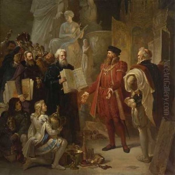 Herzog Albrecht V. Von Bayern Mit Kunstlern Und Kunstagenten Oil Painting by Julius Kockert