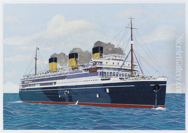 S.s. L'atlantique Oil Painting by E.W. Bearman