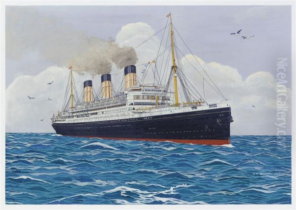 R.m.s. Majestic Oil Painting by E.W. Bearman