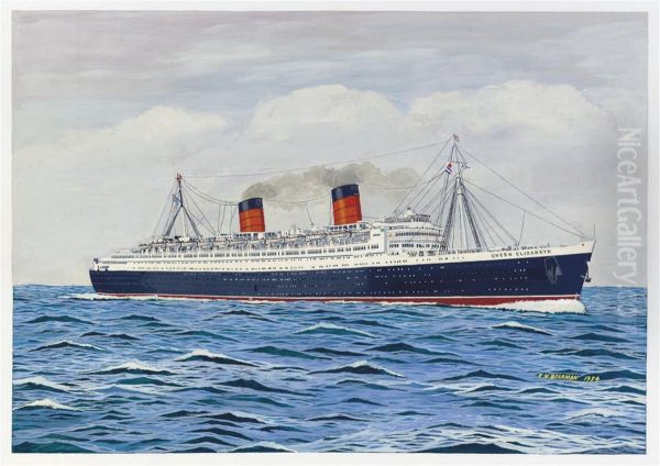 R.m.s. Queen Elizabeth Oil Painting by E.W. Bearman