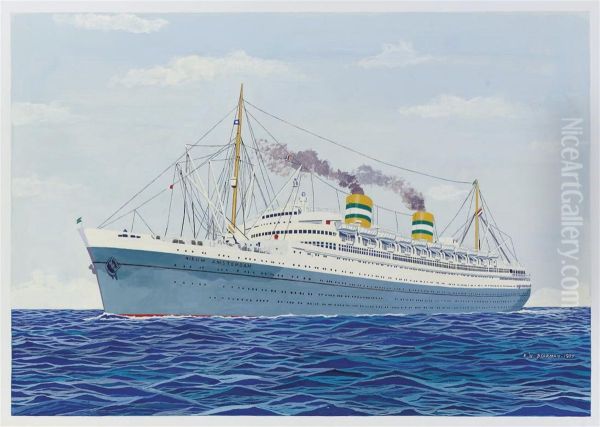 S.s. Nieuw Amsterdam Oil Painting by E.W. Bearman