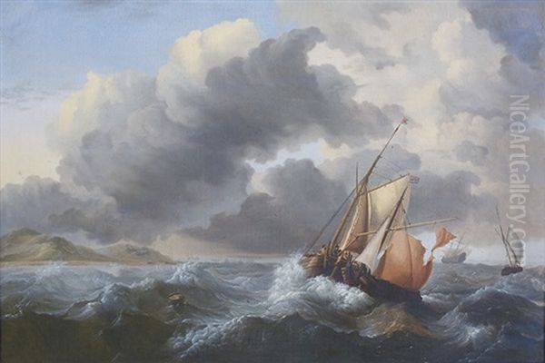 Navire Par Grosse Mer by Hermanus Koekkoek the Elder