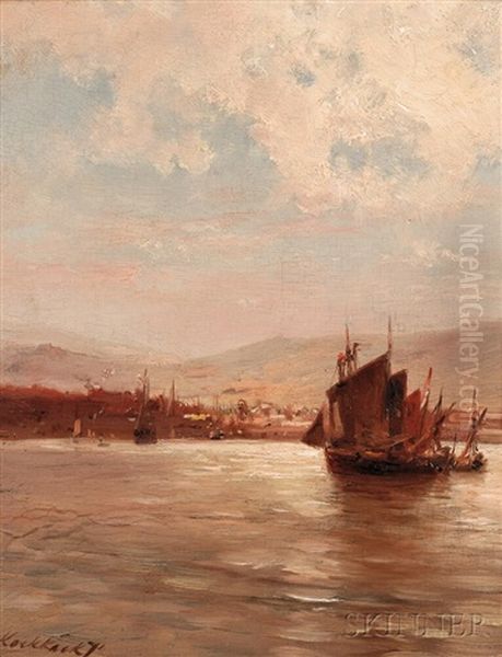 Harbor At Sunset Oil Painting by Hermanus Koekkoek the Elder