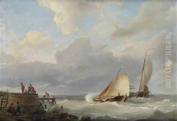 Sailing On The Zuiderzee Oil Painting by Hermanus Koekkoek the Elder