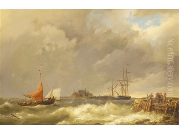 The Harbor, Edam, Zuyderszee Oil Painting by Hermanus Koekkoek the Elder