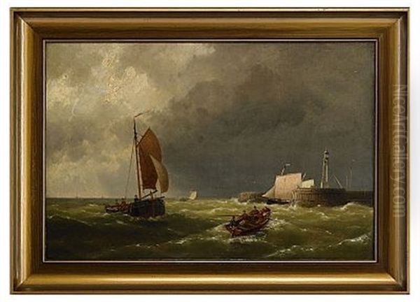 Hamnmotiv Oil Painting by Hermanus Koekkoek the Elder