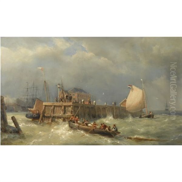 On The Scheldt Oil Painting by Hermanus Koekkoek the Elder