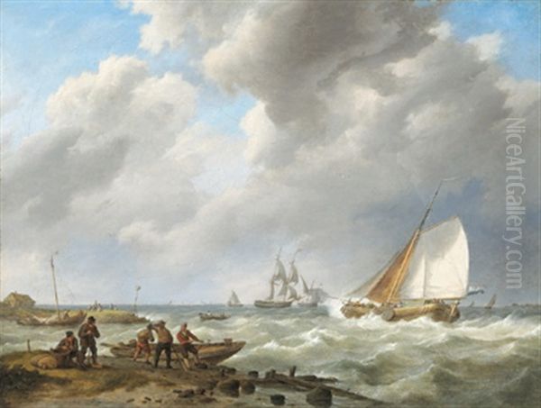 Sturmische See Oil Painting by Hermanus Koekkoek the Elder