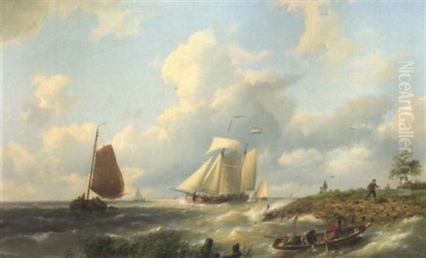 On The Scheldt by Hermanus Koekkoek the Elder