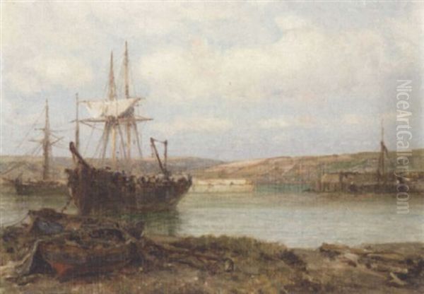 Dutch Shipping Off The Coast Oil Painting by Hermanus Koekkoek the Elder